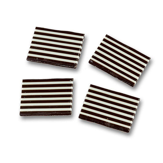 Deco trailer "Domino rektangel" hvid / mørk chokolade stribet, 32x49mm kg 1,2 ca.380 St - overtrækschokolade chokolade forme, chokoladevarer - chokolade indretning -