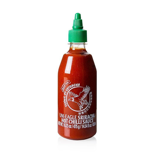 Chili sauce - Sriracha, krydret, med hvidløg, sprøjteflasken, Uni-Eagle, 430 ml -