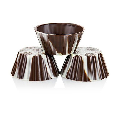 Chokolade form - "Victoria", marmoreret, ø 40-65mm, 30mm høj, 904 g, 84 St -
