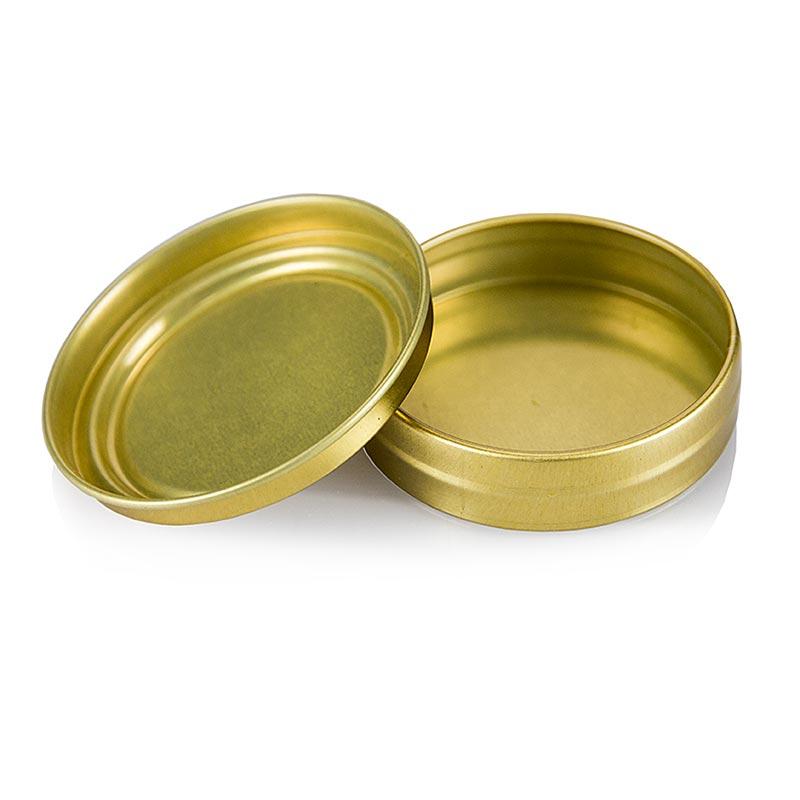 Tin af kaviar - guld, ikke trykt, uden tyggegummi, ø 6,5 cm, 80 g af kaviar, 100% Chef, 1 St - Non Food / Hardware / grill tilbehør - & container emballage -