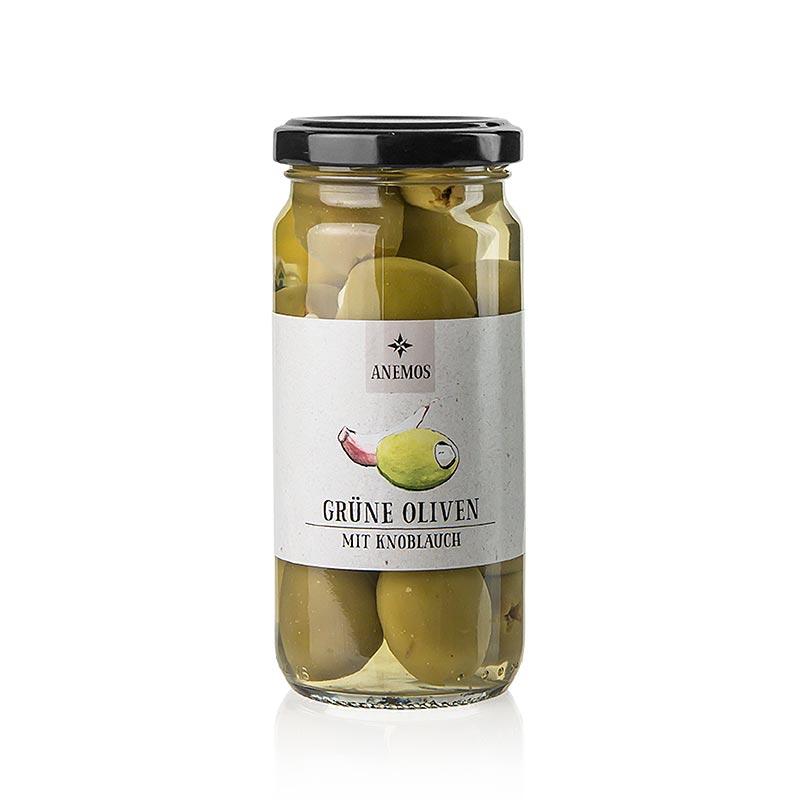Grønne oliven, uden en kerne, med hvidløg, i Lake, Anemos, 227 g - pickles, konserves, startere - Olivenolie / oliven pastaer -