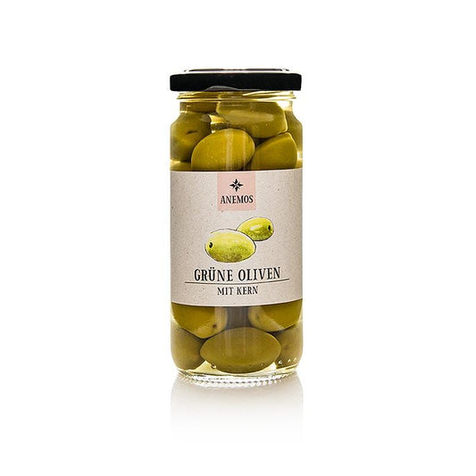 Grønne oliven med kerne, i Lake, Anemos, 227 g - pickles, konserves, startere - Olivenolie / oliven pastaer -