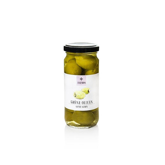 Grønne oliven, uden sten, i saltlage, Anemos, 227 g - pickles, konserves, antipasti - oliven / oliven pastaer -