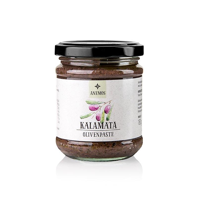 Olivenpasta - Tapenade, sort, fra Calamata oliven, Anemos, 180 g - pickles, konserves, startere - Olivenolie / oliven pastaer -