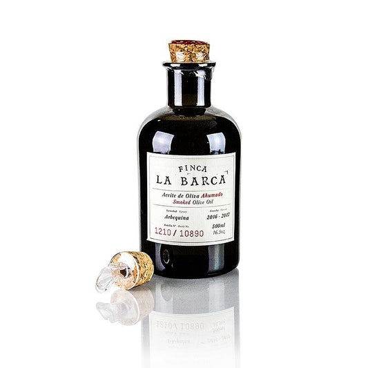 Røget olivenolie, 100% Arbequina, Cottages, La Barca (gave), 500 ml - ethyl & Oil - olivenolie, naturligt aromatiseret -