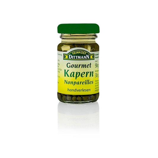 Kapers "nonpareils", ø 4-7mm, Dittmann, 50 g - pickles, konserves, antipasti - Pickles & Tørret -