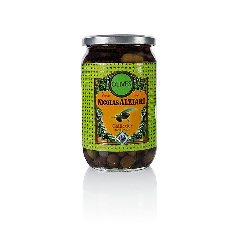 Oliven blanding, grøn & sort Cailletier, indlagt med kerne Alziari, 480 g - pickles, konserves, antipasti - oliven / oliven pastaer -