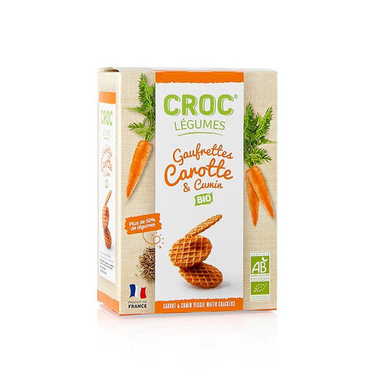 Bar snack Croc Légumes - dobbelt. Mini vafler med gulerod og spidskommen, BIO, 40 g - kiks, chokolade, snacks - Snacks & snacks -