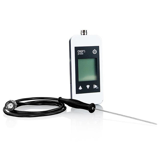 Kokkens prøve termometer m. Digital Display, Einstechf. 80cm kabel, 1.5mm, hvid, 1 stk -