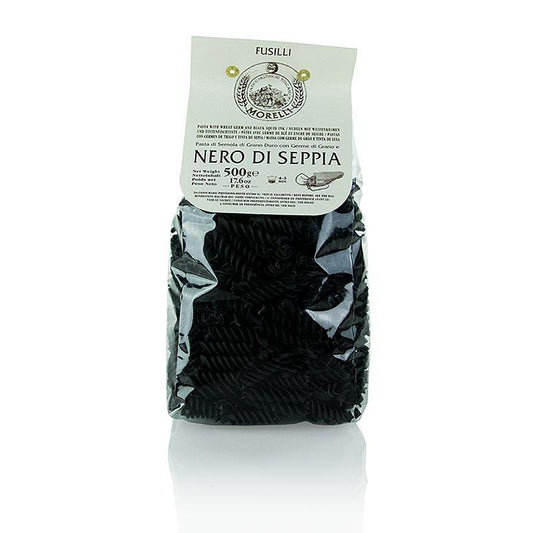 Morelli 1860 Fusilli, sort, med sepia blæksprutte blæk, 500 g - tørrede nudler - nudler, noodle produkter, frisk / tørres -