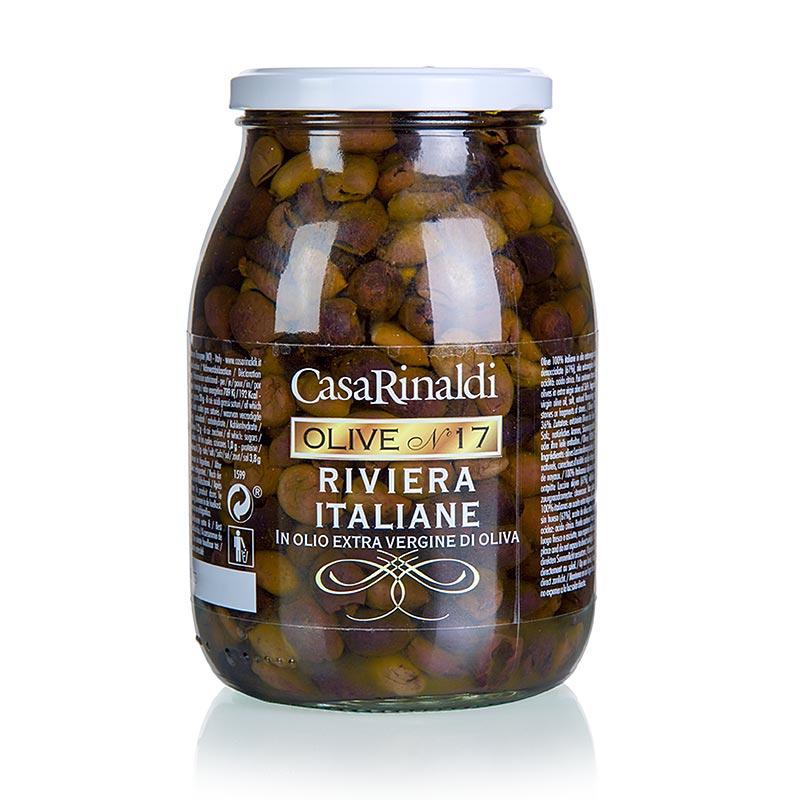 Sorte oliven, uden sten (snocciolate) i olivenolie, Casa Rinaldi, 900 g - pickles, konserves, antipasti - oliven / oliven pastaer -
