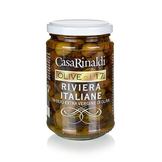 Sorte oliven, uden sten (snocciolate) i olivenolie, Casa Rinaldi, 280 g - pickles, konserves, antipasti - oliven / oliven pastaer -