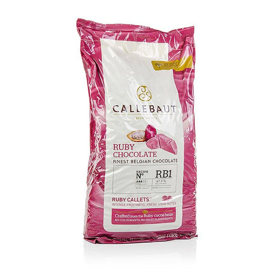 Ruby - Pink chokolade (47,3%), callets Couverture, Callebaut, 10 kg - overtrækschokolade forme, chokoladevarer - Callebaut overtrækschokolade -