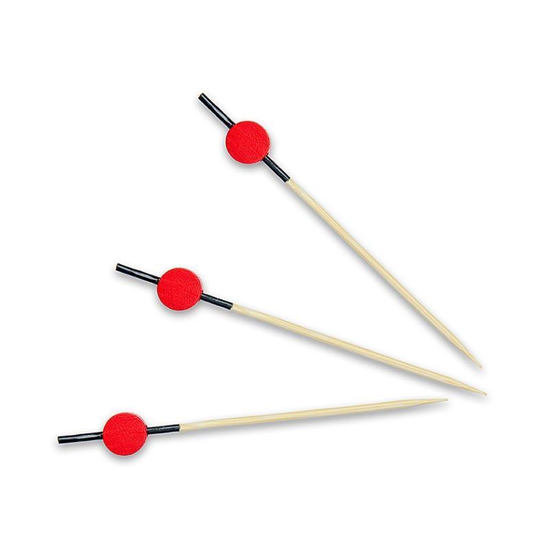 Bambus spyd med sort farvet ende rød skive, 9cm, 100 St - Non Food / Hardware / grill tilbehør - bestik og porcelæn -
