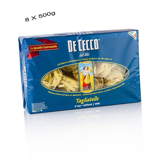 De Cecco Tagliatelle, No.203, 4 kg, 8 x 500g - nudler, noodle produkter, friske / tørrede - tørrede nudler -