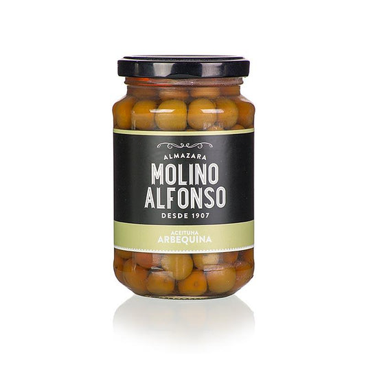Grønne oliven med kerne, Arbequina, Lake, Molino Alfonso, 355 g - pickles, konserves, antipasti - oliven / oliven pastaer -