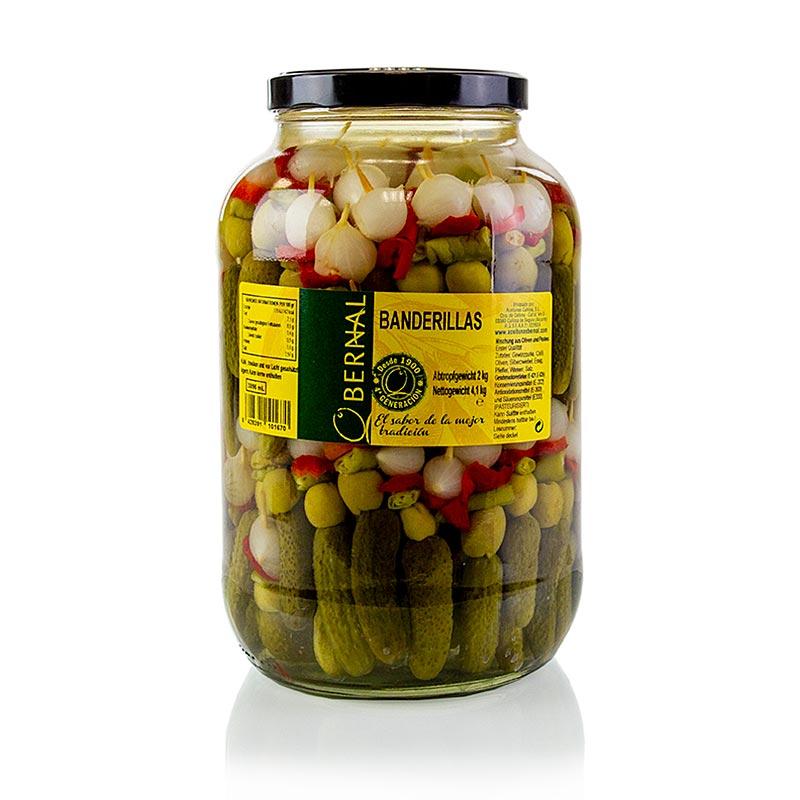 Agurk spyd med løg, oliven og chili, Banderlillas, 4.1 kg - pickles, konserves, antipasti - Pickles & Tørret -