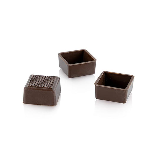 Firkantede skåle, mørk chokolade, 24 / 25mm, Läderach, 2.352 kg, 784 St - overtrækschokolade chokolade forme, chokoladevarer - chokolade skaller -