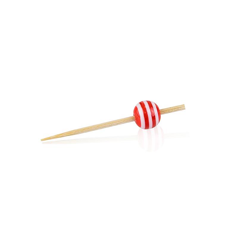 Træspyd / stribet med "krystalkugle" rød hvid, 5cm, 100 St - Non Food / Hardware / grill tilbehør - bestik og porcelæn -
