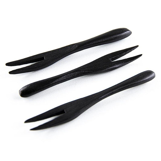 Genanvendelig bambus gaffel, sort, 9 cm, tåler maskinopvask, 10 St - Non Food / Hardware / grill tilbehør - bestik og porcelæn -