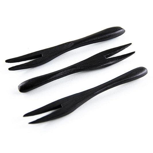 Genanvendelig bambus gaffel, sort, 9 cm, tåler maskinopvask, 100 St - Non Food / Hardware / grill tilbehør - bestik og porcelæn -
