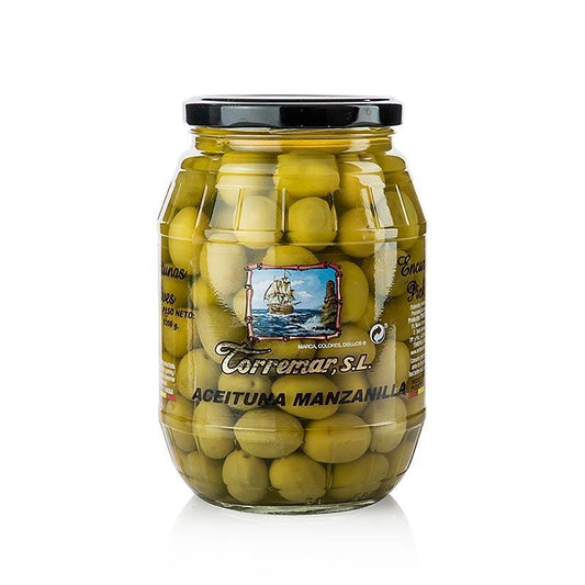 Grønne oliven, Manzanilla, med kerne, 1 kg (. ATG 600g) Torremar S.L., 1 kg - pickles, konserves, startere - Olivenolie / oliven pastaer -