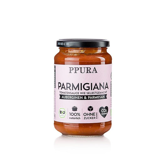 Ppura Sugo Parmigiana - med aubergine, tomater og parmesan, BIO, 340 g - BIO rækkevidde - BIO pickles, saucer, krydrede -
