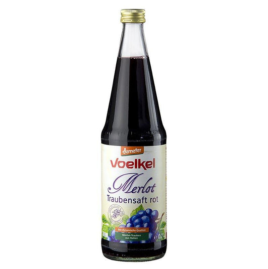 Merlot Grape Juice, Mørk, 100% Direkte Juice, Voelkel, Organic, 700 ml