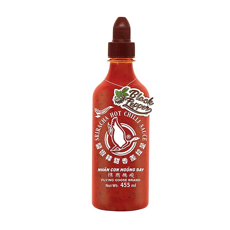 Chili sauce - Sriracha, med sort peber, krydret, Flying Goose, 455 ml