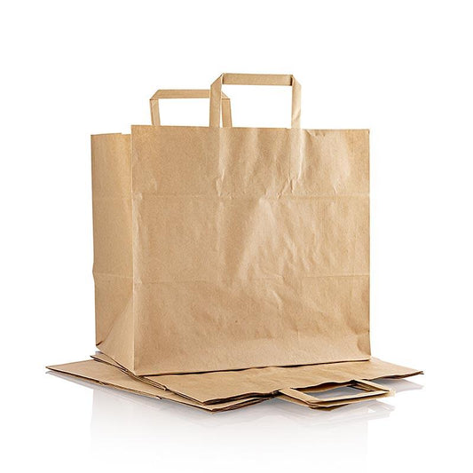 Bæret taske, papir, brun, 320x210x320mm, 200 st