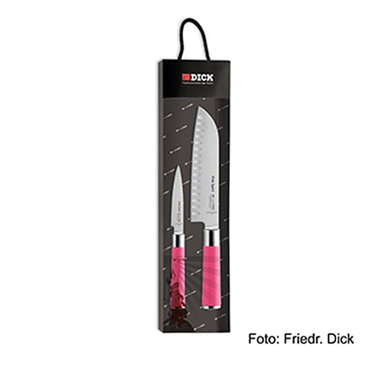 Pink Spirit Knife Set, 2 stk. (Officemeber + Santoku med en jagt), tykke, 2 stk.